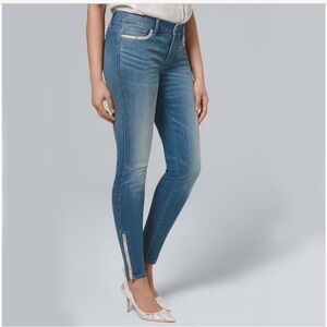 WHBM Snake Trim Skinny Ankle Jean